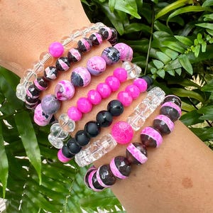 Breast Cancer Awareness Bracelet, Pink Bracelet, Stacking Bracelets, Wear Pink Bracelets, Beaded Bracelet, Beaded Jewelry