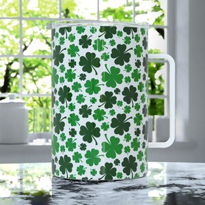 Mug de voyage isotherme Shamrock avec couvercle, tasse de la Saint-Patrick, tasse trèfle à quatre feuilles, cadeaux irlandais, jolie tasse printanière, gobelet trèfle porte-bonheur image 5