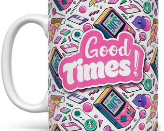 90's Nostalgic Coffee Mug: Retro Good Times Design