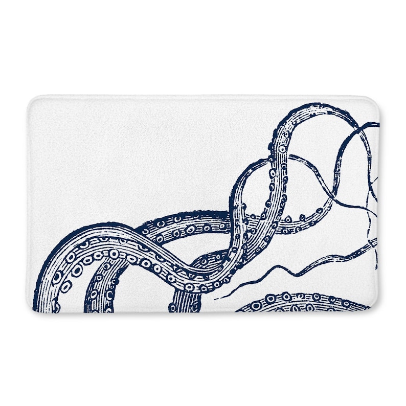 Octopus Bathroom Bath Mat Bath Rug Nautical Bath Rug Etsy