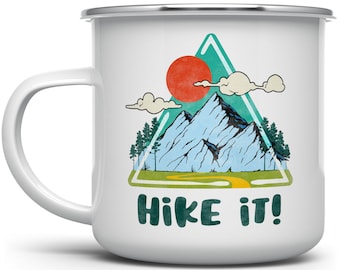 Hike It Enamel Camp Mug: Mountain Adventure Coffee Mug