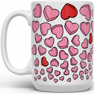 Valentine Hearts Coffee Mug, Cute Valentine's Day Cup, Love Mug, Candy Hearts Mug, Pink Hearts Mug, Galentine Gifts image 4