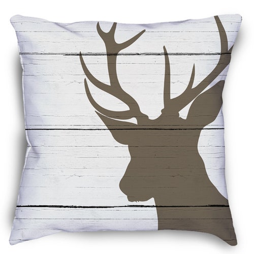 Deer Throw Pillow Deer Decor Stag Pillow Rustic Deer Etsy