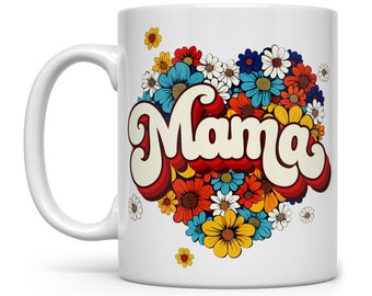 Floral Retro Mama Coffee Mug, Mother's Day Gifts, Birthday Gift for Mom