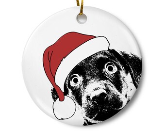 Santa Dog Christmas Ornament, Dog Lover Gift, Funny Dog Ornament, Dog Mom Gift, Dog Dad Gift, Pet Ornament, Christmas Tree Ornaments
