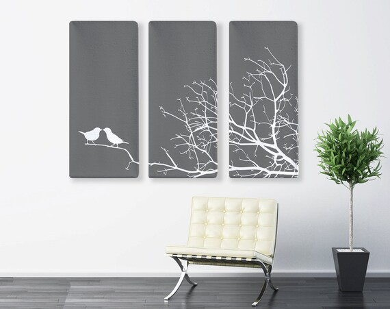 Nature Canvas Print Triptych Art Love Birds Canvas Art | Etsy
