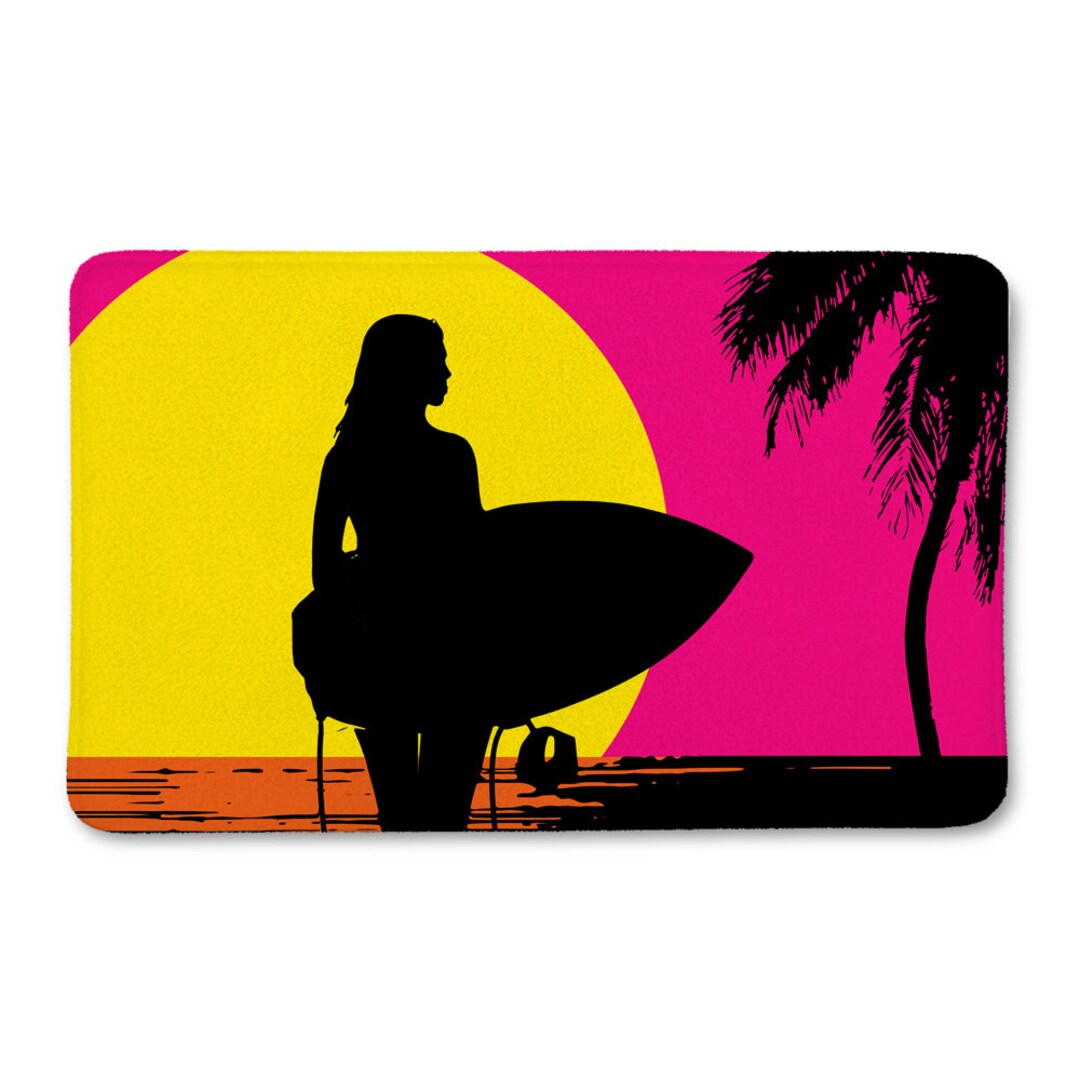 Surf Bathroom Surfer Girl Decor Surfboard Bath Mat Surf Etsy