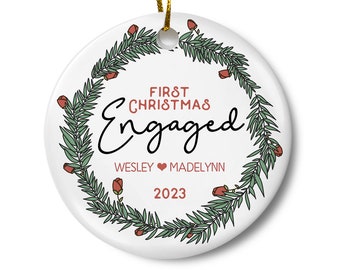 First Christmas Engaged Christmas Ornament, Personalized Engagement Gift, Engagement Ornament, Christmas Engagement, Newly Engaged Couple