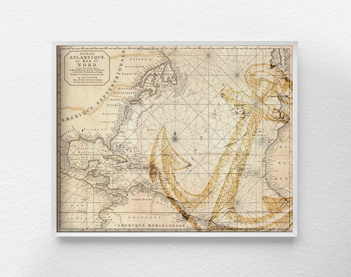 Nautical Map Art Nautical Poster Nautical Print Anchor Etsy