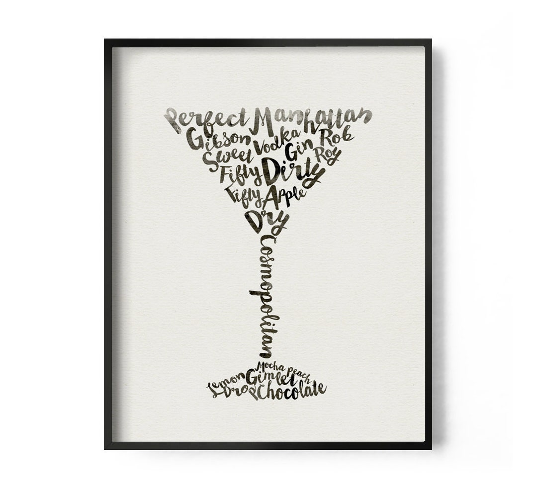 Martini Art Martini Print Martini Poster Kitchen Art Etsy