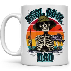 Reel Cool Dad Coffee Mug, Ceramic Fishing Gift for Men, Funny Father’s Day Cup for Dad, Fisherman Coffee Mug, Gift for Him