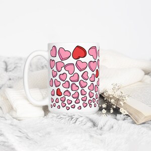 Valentine Hearts Coffee Mug, Cute Valentine's Day Cup, Love Mug, Candy Hearts Mug, Pink Hearts Mug, Galentine Gifts image 6