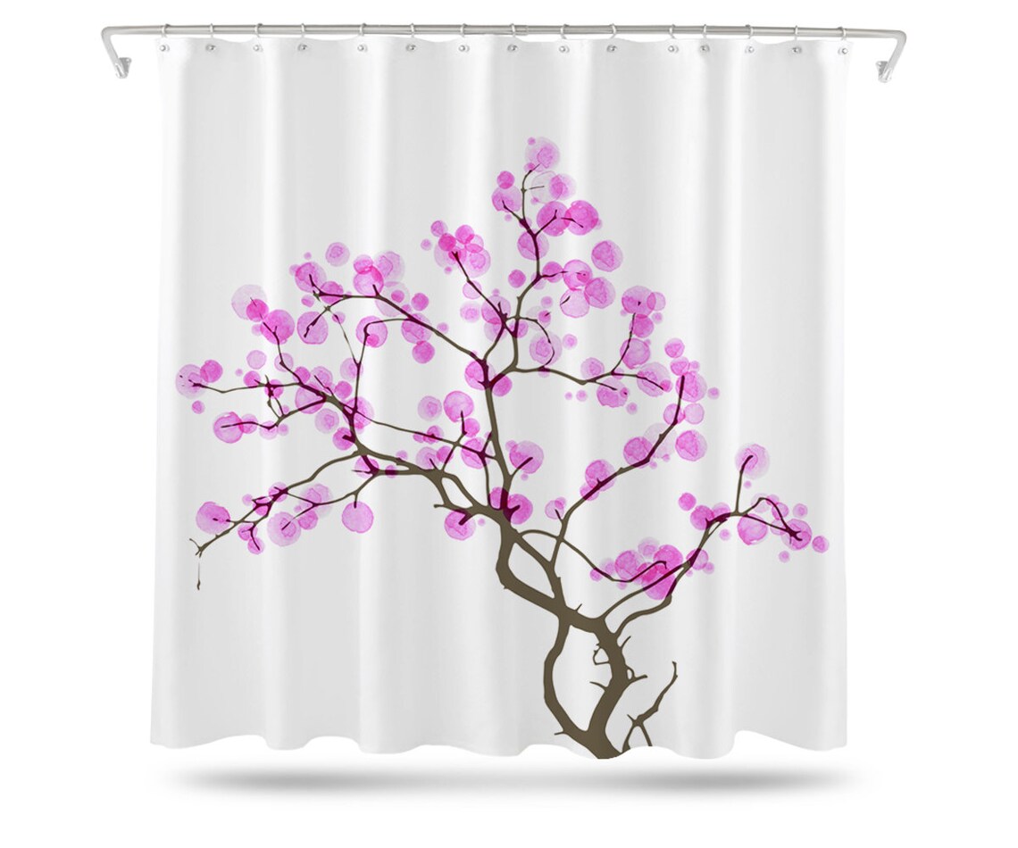 Cherry Blossom Shower Curtain Floral Shower Curtain Shower Etsy