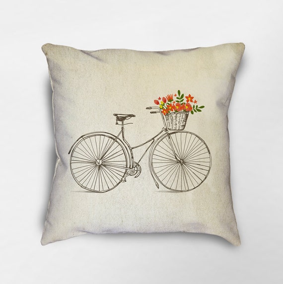 Bicycle Throw Pillow Bike Pillow Beautiful Ride Bicycle Pillow Cover
