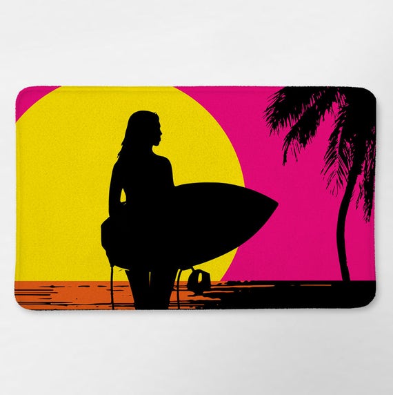 Surf Bathroom Surfer Girl Decor Surfboard Bath Mat Surf Etsy