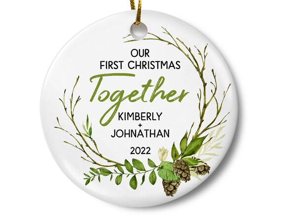 Girlfriend Boyfriend Present 3 Inch Flat Ceramic Ornament with Gift Box First Christmas Together 2021 Couples Ornament Girlfriend Boyfriend Present 3 Inch Flat Ceramic Ornament with Gift Box First Christmas Together 2021 Couples Ornament