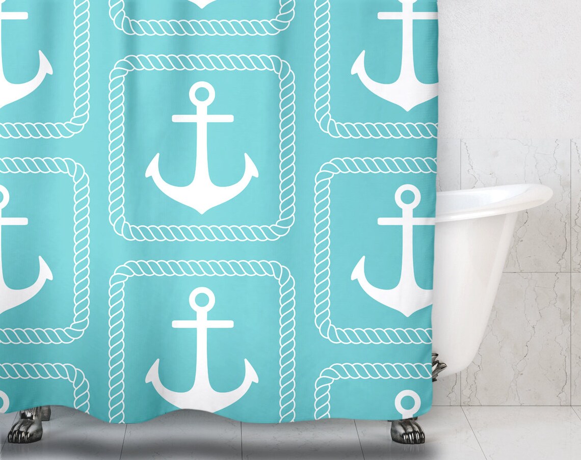 Anchor Shower Curtain Anchor Bathroom Nautical Shower Etsy