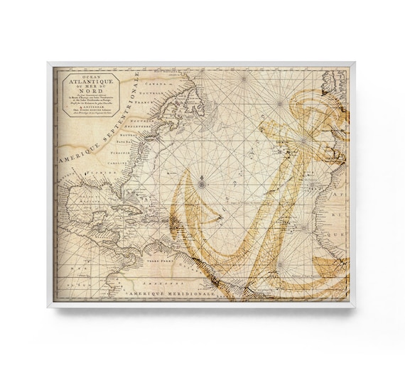 Retro World Map Nautical Ocean Map Vintage Kraft Paper Poster Wall Decor TG