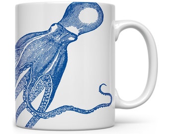 Octopus Mug, Cephalopod Mug, Nautical Coffee Mug, Ocean Life Mug, Tentacles Cup, Octopus Gift, Nautical Gifts, Coastal Beach Sea Life Mug