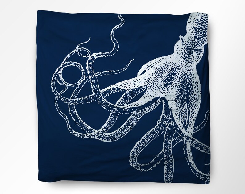 Octopus Duvet Cover Octopus Bedding Nautical Duvet Cover Etsy