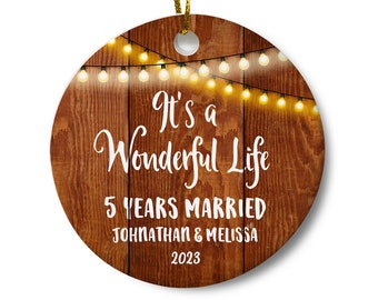 Wedding Anniversary Ornament, Couples Anniversary Gift, Anniversary Gift for Spouse Wife Husband, Personalized Married Couples Ornament