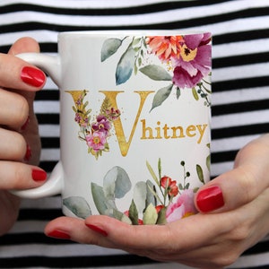 Personalized Name Mug, Custom Name Mug, Name Coffee Mug, Floral Mug, Custom Mug for Friend Mom Women, Birthday Gift, Bridesmaid Gift image 2