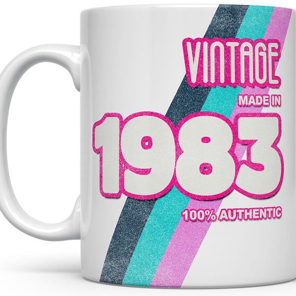 Custom Birth Year 1980's Retro Coffee Mug, 80's Child Birthday Year Mug, New Wave 80's Mug, 40th 35th Birthday Gift for Friend Man Woman