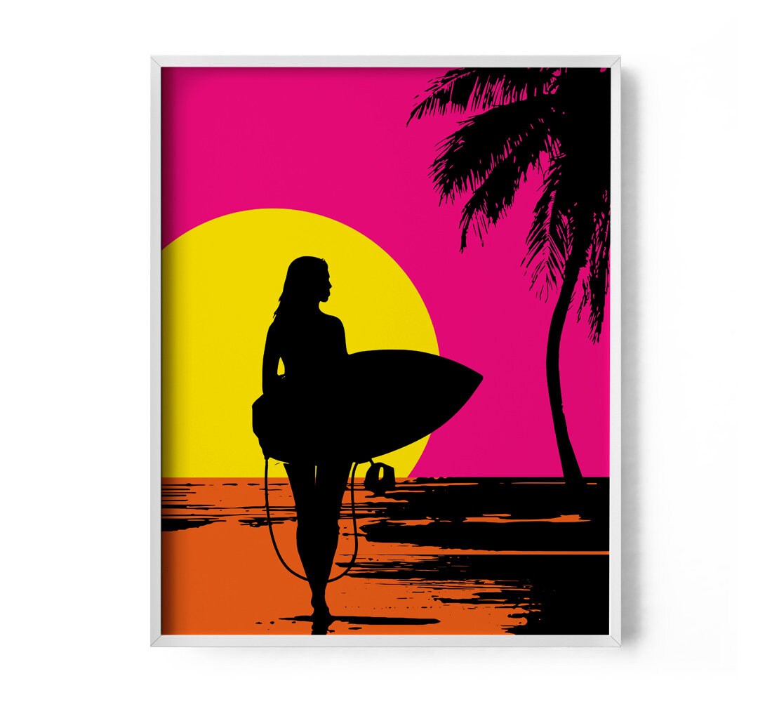 Surf Art Surf Decor Surf Print Surfer Girl Beach Print Etsy