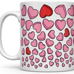 Valentine Hearts Coffee Mug, Cute Valentine's Day Cup, Love Mug, Candy Hearts Mug, Pink Hearts Mug, Galentine Gifts image 1