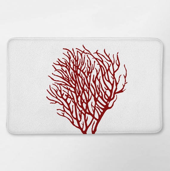 Coral Bath Mat Coral Bathroom Decor Coastal Bathroom Decor Etsy