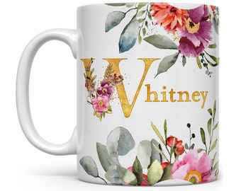 Personalized Name Mug, Custom Name Mug, Name Coffee Mug, Floral Mug, Custom Mug for Friend Mom Women, Birthday Gift, Bridesmaid Gift