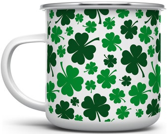 Shamrock Camp Mug: St Patrick's Day Clover Coffee Cup