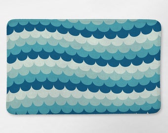 Ocean Bath Mat, Ocean Bathroom Decor, Sea Bath Mat, Bath Rug, Kids Bathroom Decor, Nautical Bath Mat, Blue Bathroom Decor, Waves Bath Mat