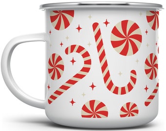 Candy Cane Christmas Enamel Campfire Mug