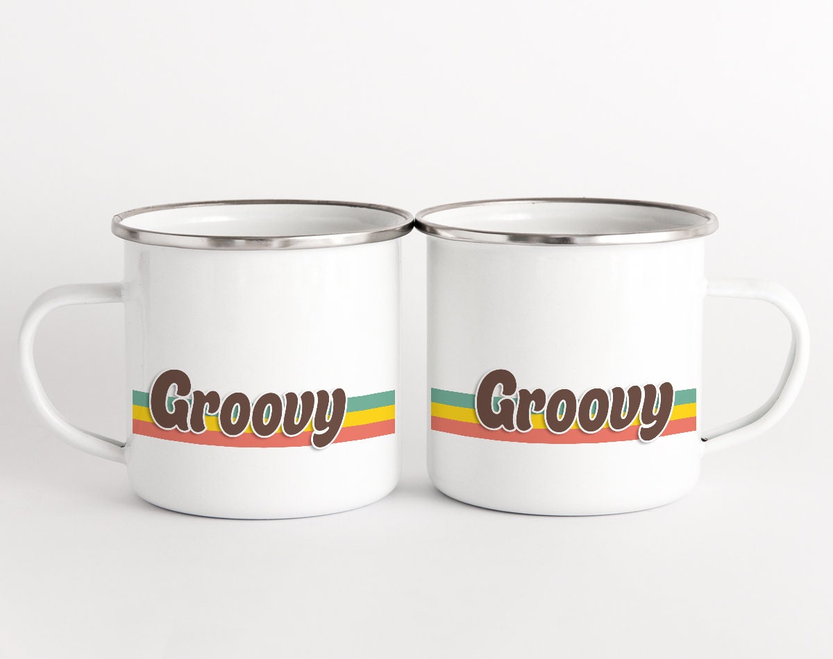Groovy Retro Enamel Camp Mug | Mug Gift | Loftipop 16oz