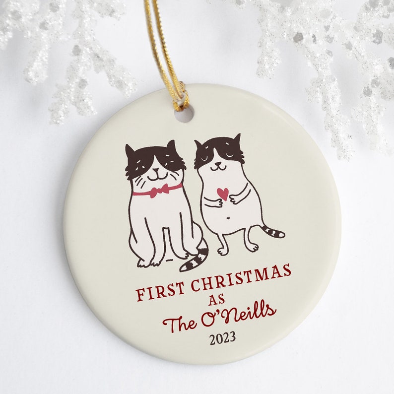 Personalized Newlywed Ornament, Married Wedding Ornament, First Christmas as Mr and Mrs, First Christmas Married, Couples Wedding Gift image 2