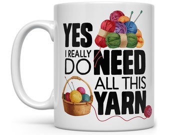 Knitting Coffee Mug, Yarn Lover Cup, Crocheting Mug, Yarn Mug, Yarn Collector, Gifts for Knitters, Knitting Lover, Gift For Crochet Lovers