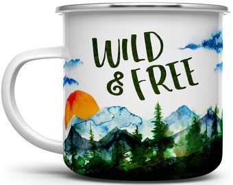 Wild and Free Campfire Coffee Mug, Camping Mug, Outdoor Nature Mug, Hiking Mug, Camp Mug, Gift for Nature Lover, Wanderlust Mug, Explore Mug