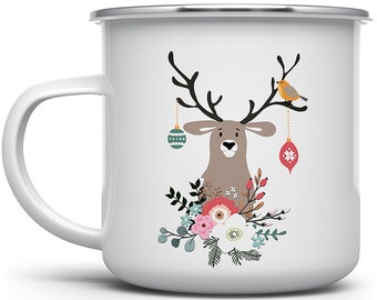 Christmas Mug, Campfire Mug, Holiday Mug, Camp Mug, Deer Mug, Christmas Enamel Mug, Cozy Mug, Camping Mug, Camper Mug, Outdoor Mug