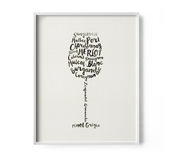 Wine Print Wine Poster Wine Art Kitchen Decor Kitchen Art Etsy