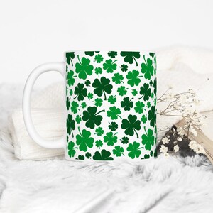 Taza de café Shamrock, taza del día de San Patricio, copa irlandesa, taza de trébol verde, regalos irlandeses, taza de trébol de cuatro hojas, taza de trébol de la suerte imagen 3