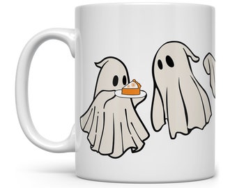 Retro Ghost Ceramic Coffee Mug: Spooky Halloween Fall Mug