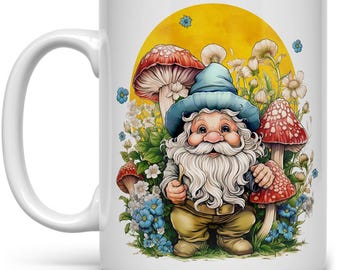 Garden Gnome Coffee Mug: Whimsical Mushroom Tea Cup