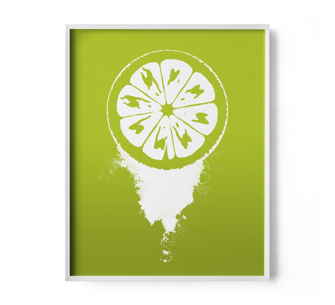 Lime Green Wall Art Lime Green Decor Fruit Print Fruit Art Etsy