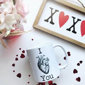I Love You Mug, Valentines Day Mug, Anatomical Heart Mug, Valentines ...
