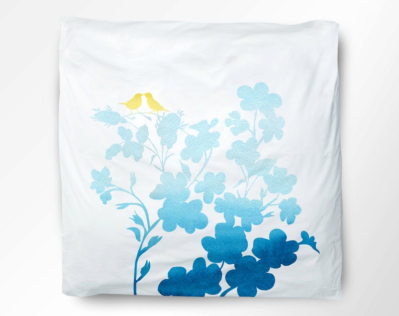 Love Birds Floral Duvet Cover Birds Duvet Cover Nature Duvet Etsy