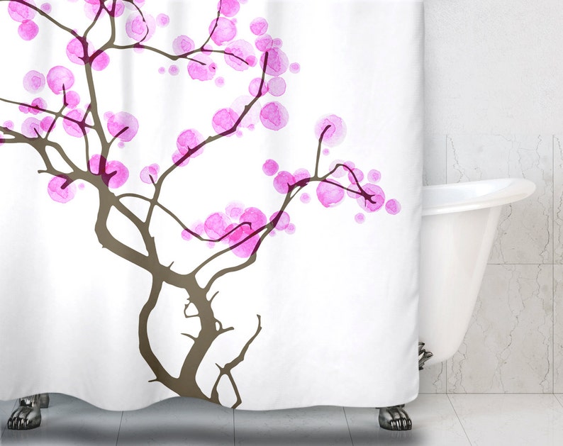 Cherry Blossom Shower Curtain Floral Shower Curtain Shower Etsy