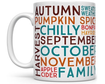 Fall Mug, Fall Coffee Mug, Autumn Mug, Fall Lover Mug, Gift for Fall Lover, Pumpkin Spice Mug, Sweater Weather Mug, Fall Subway Art Mug