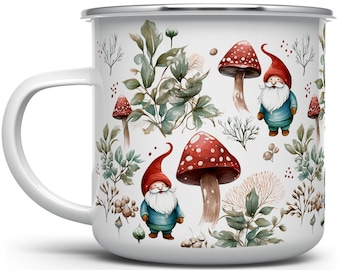 Woodland Gnome Coffee Camp Mug, Forest Mushroom Cup, Cottagecore Gnome Mug, Winter Holiday Mug, Swedish Norwegian Tomtes, Hygge Mug