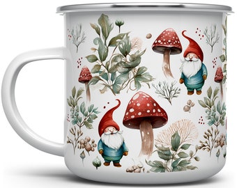 Woodland Gnome Camp Mug: Forest Mushroom Cottagecore Design